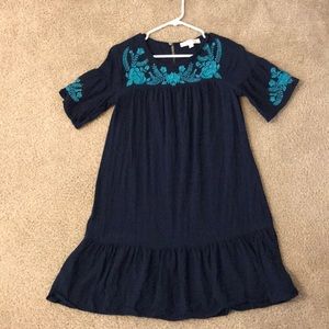 Loft navy embroidered dress.